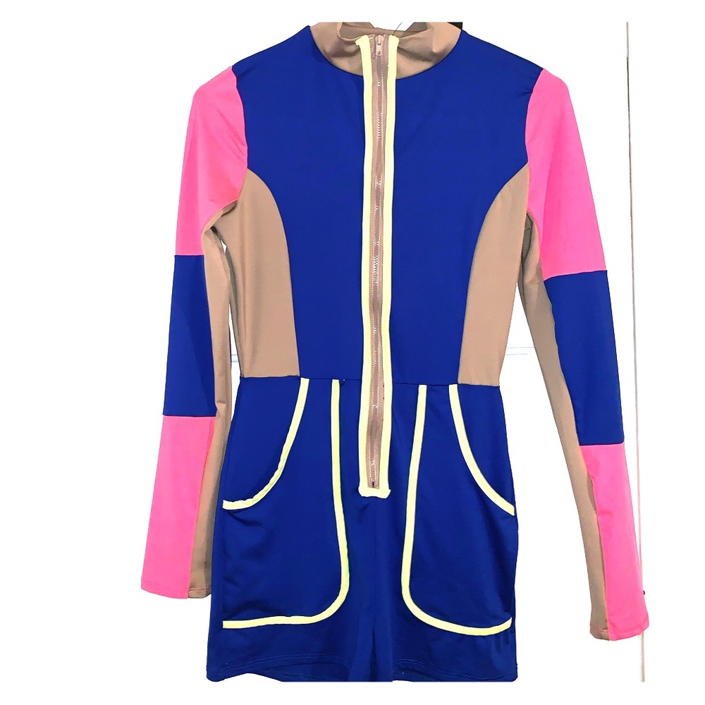 Color Block Long Sleeve Romper
